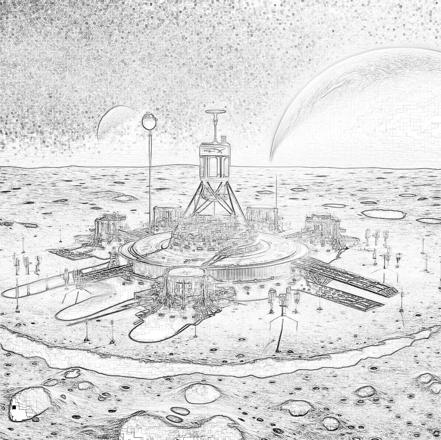 The moon base: Tsuki's pencil sketch