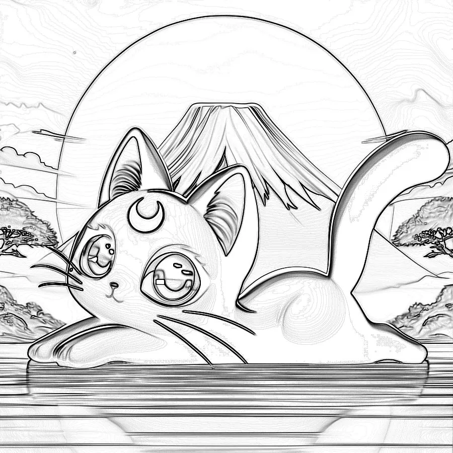 Tsuki at Fuji: Tsuki's pencil sketch