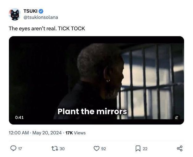 Screenshot of the post by @tsukionsolana, 19 May 2024, 10:00am ET