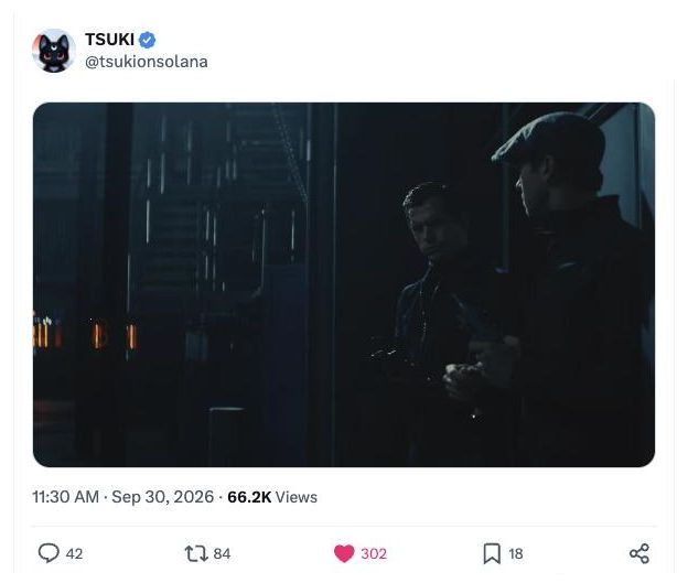 Screenshot of the post by @tsukionsolana, 29 Sep 2026, 9:30pm ET