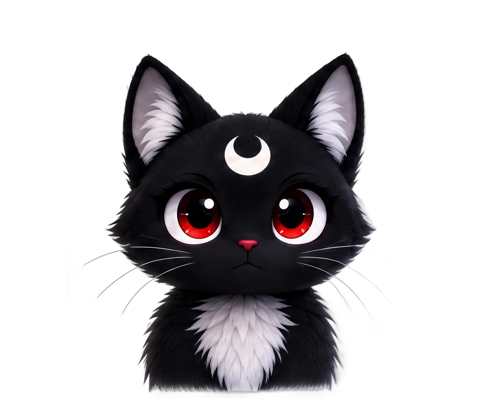 Tsuki, the black cat with the crescent moon
